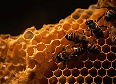 Bees in a honeycomb